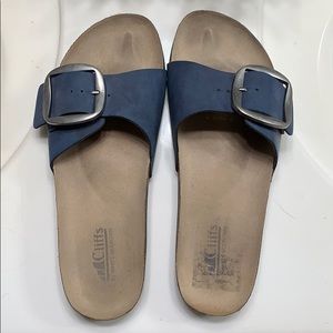 Blue slide Birkenstock type sandals
